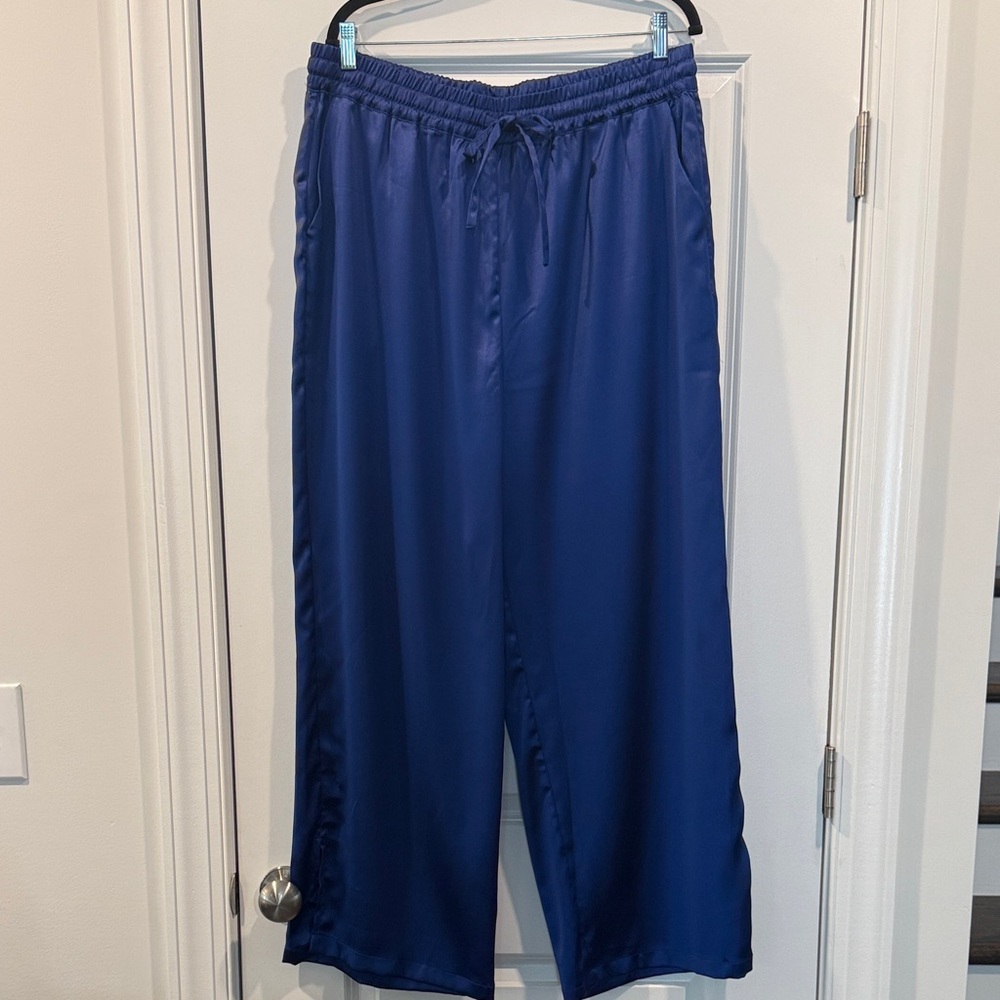 Women's Blue Satin Pants